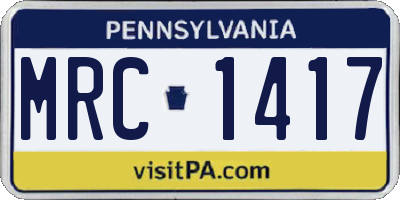 PA license plate MRC1417