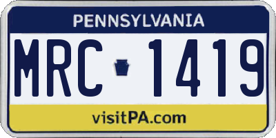 PA license plate MRC1419