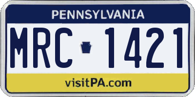 PA license plate MRC1421