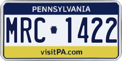 PA license plate MRC1422