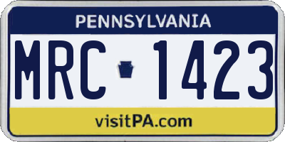 PA license plate MRC1423
