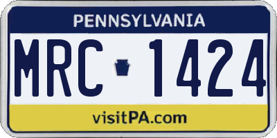 PA license plate MRC1424