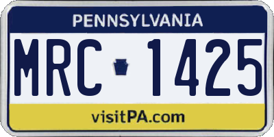 PA license plate MRC1425