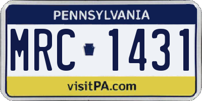 PA license plate MRC1431