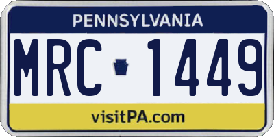 PA license plate MRC1449