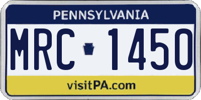 PA license plate MRC1450