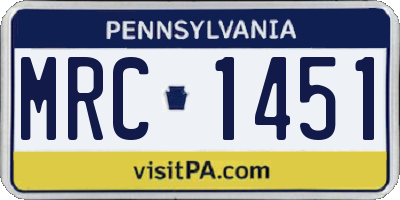 PA license plate MRC1451