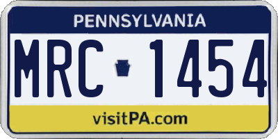 PA license plate MRC1454
