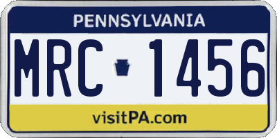 PA license plate MRC1456