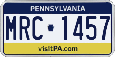 PA license plate MRC1457