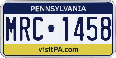 PA license plate MRC1458