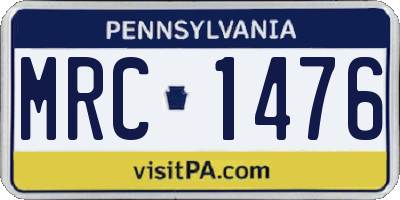 PA license plate MRC1476