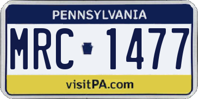 PA license plate MRC1477