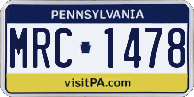 PA license plate MRC1478