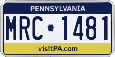 PA license plate MRC1481