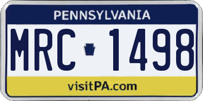 PA license plate MRC1498