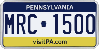 PA license plate MRC1500