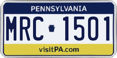 PA license plate MRC1501