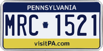 PA license plate MRC1521