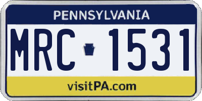 PA license plate MRC1531