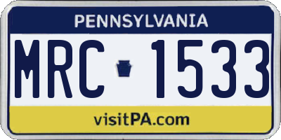 PA license plate MRC1533
