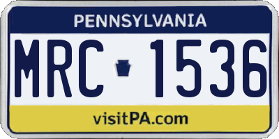 PA license plate MRC1536