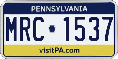PA license plate MRC1537