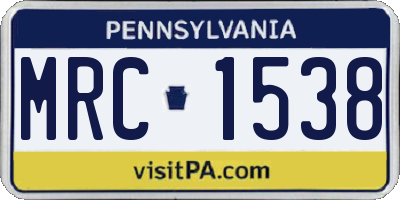 PA license plate MRC1538