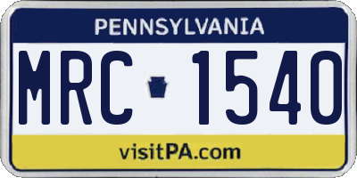 PA license plate MRC1540