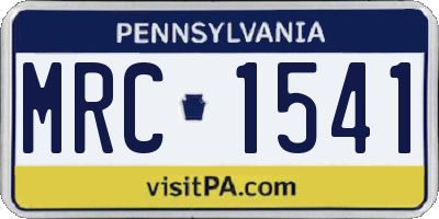 PA license plate MRC1541