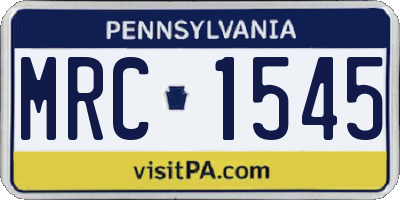 PA license plate MRC1545
