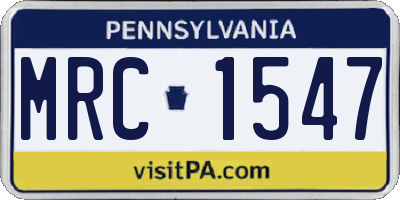 PA license plate MRC1547