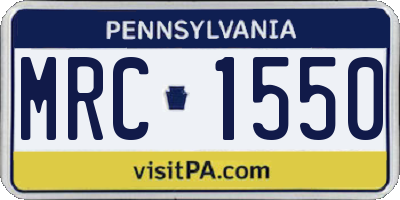 PA license plate MRC1550