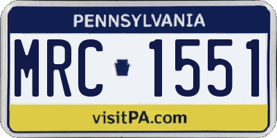 PA license plate MRC1551
