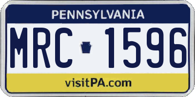 PA license plate MRC1596