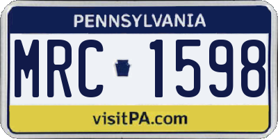 PA license plate MRC1598