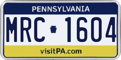 PA license plate MRC1604