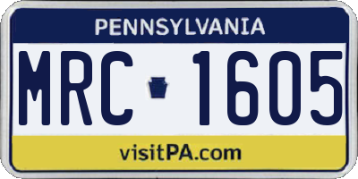 PA license plate MRC1605