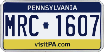 PA license plate MRC1607