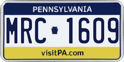 PA license plate MRC1609