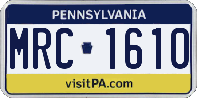 PA license plate MRC1610