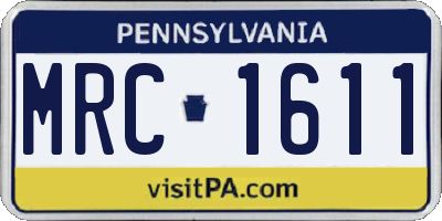 PA license plate MRC1611