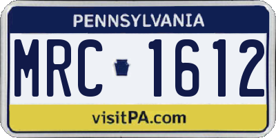 PA license plate MRC1612