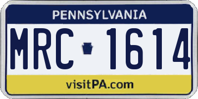 PA license plate MRC1614