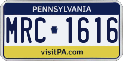 PA license plate MRC1616