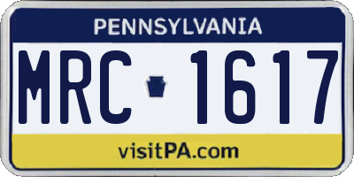 PA license plate MRC1617