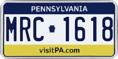 PA license plate MRC1618