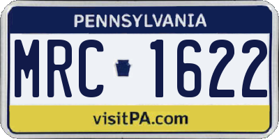 PA license plate MRC1622