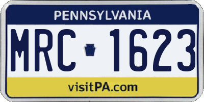 PA license plate MRC1623