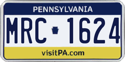 PA license plate MRC1624